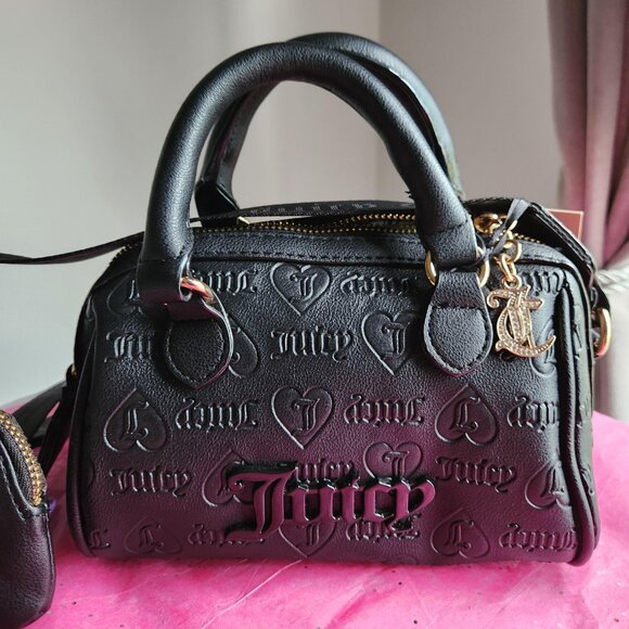 Juicy Couture NWT Semi Charmed Mini Black Bag and pouch 3 Pc Satchel set - Picture 6 of 9